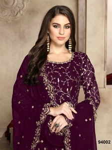 WEDDING DRESS GOWN INDIAN PAKISTANI BOLLYWOOD DESIGNER PARTY WEAR SALWAR KAMEEZ - Picture 1 of 5