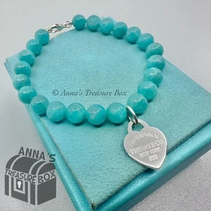 Pulsera Tiffany & Co. Plata 925 8mm Cuentas Amazonita 8" (bolsa) - Imagen 1 de 6
