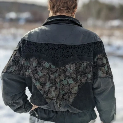winlit vintage leather jacket womens large lace romantic whimsigoth - Image 1 of 4