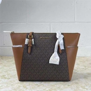 MICHAEL KORS 35T0GCFT3B CHARLOTTE LARGE TOP ZIP SHOULDER TOTE BAG MK SIGNATURE - Picture 1 of 5
