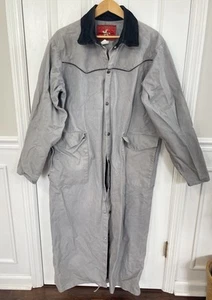 Western Duster Large USA T BAR S Trenchcoat Canvas grau Denim Herren Vintage - Bild 1 von 10