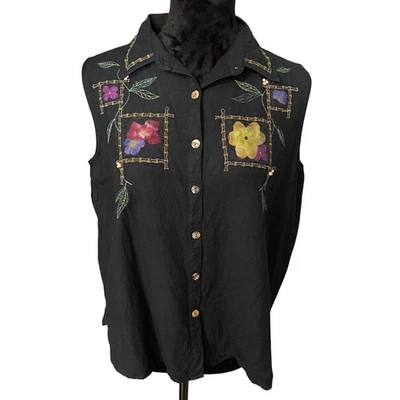 Blusa feminina vintage grama limão bordada grande Y2K floral boho cottagecore anos 90 - Imagem 1 de 4