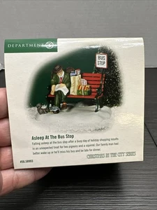 New Dept 56 Christmas In The City ASLEEP AT THE BUS STOP Man Shopping 58993 - Picture 1 of 2