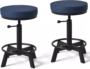 Vintage Short Bar Stools Industrial Swivel Counter Stools 17-24Inch Height Adjus - Picture 1 of 9