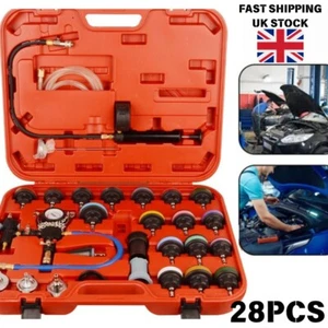 Radiator Pressure Test Kit 28pc - Coolant Purge & Vacuum Refill System UK - Picture 1 of 11