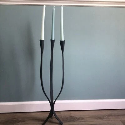 Van Keppel Green VKG Iron Triple Candlestick Holder Mid Century Modern MCM - Image 1 of 4