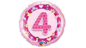Age 4 Birthday Pink Ballerinas Qualatex 18 Inch Foil Helium Balloon - Picture 1 of 1