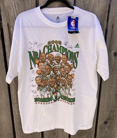 Men's Adidas White NWT 2008 Boston Celtics Big Head Team T-Shirt L NBA Legends Cover