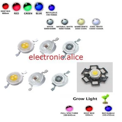 1W 3W 5W Weiß Rot Grün Gelb UV Violett RGB High Power LED Chip Licht PCB - Bild 1 von 4