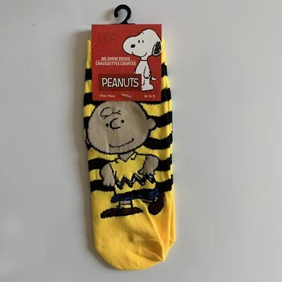 花生 Charlie Brown 黑黄女式无展示袜 9-11 码全新带标签 — 第 1/4 张图片