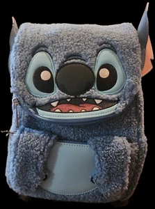 DISNEY LOUNGEFLY STITCH Plush Sherpa Mini Backpack BRAND NEW - Picture 1 of 10