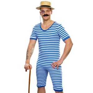 Traje de baño a rayas años 20 hombre retro traje de baño de anillas traje de baño para hombre - Imagen 1 de 24