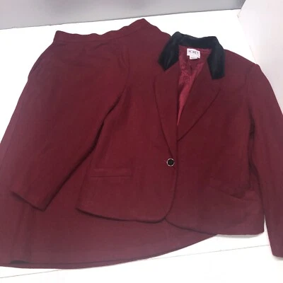 Vintage Koret Petite Wool Skirt Suit Set 12P Maroon Dark Red Wine Holiday Retro - Image 1 of 4