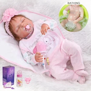 Muñecas bebé renacido impermeables cuerpo completo vinilo silicona realista recién nacida niña regalo - Imagen 1 de 7