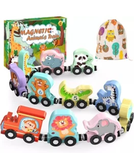 Toys for Toddlers, 11 Magnetic Wooden Animals Train Set, Montessori Toys for Tod - Picture 1 of 7