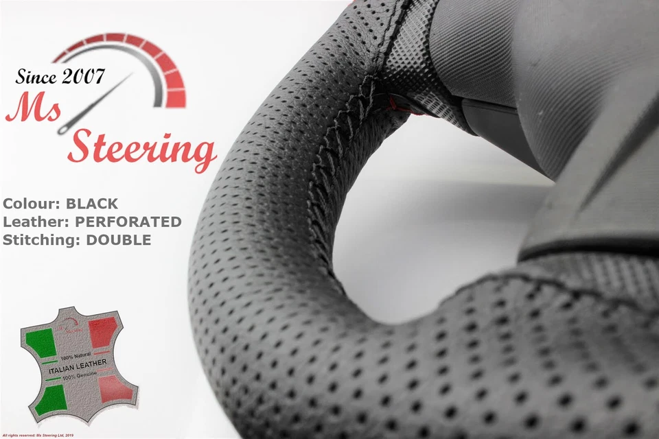 BLACK PERF LEATHER STEERING WHEEL COVER FOR FORD C-MAX 13 -13 | DIFF STITCH - Image 1 of 1