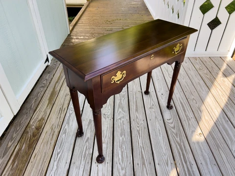 1980 Statton Trutype Americana Old Towne Georgian Solid Cherry Console Table Cover