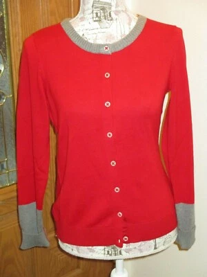Suéter cárdigan de algodón con botones delanteros rojos Cutter & Buck XS para mujer Foto 1 de 4