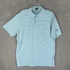 Peter Millar Polo Shirt Mens Large Blue Striped Crown Crafted Mingus Performance