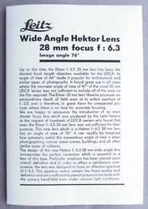 Leitz Weitwinkel Hektor 28 mm Anleitungsbroschüre hochwertiger Nachdruck - Bild 1 von 3