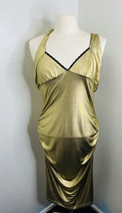 New Bebe Women’s Dress￼ Size Large￼ Gold￼ metallic Color - Picture 1 of 8