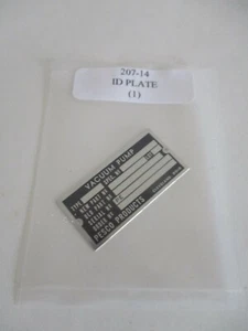 207-14 Name ID Plate for Pesco Vacuum Pump Aluminum - Picture 1 of 5
