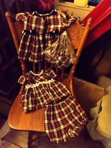 fits xavier roberts standing edition doll outfit for softie BLACK PLAID - Picture 1 of 9