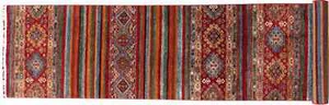 Afghan Ziegler Khorjin Teppich 90x500 Handgeknüpft Läufer Rot Gestreift Orient c - Picture 1 of 8