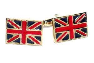 Gold-Tone Mens Cuff Links BRITISH FLAG Cufflinks - Picture 1 of 2