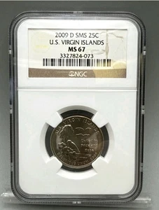 Uncirculated, 2009-D Washington Quarter, Graded MS 67, SMS, U.S. Virgin Islands - Picture 1 of 4