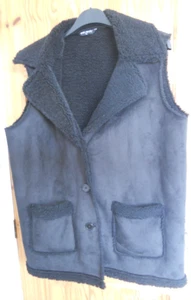 SELECCIONA CHALECO CALENTADOR INTERIOR PIEL FALSA EFECTO GAMUZA NEGRO XL TALLA GRANDE - Imagen 1 de 2