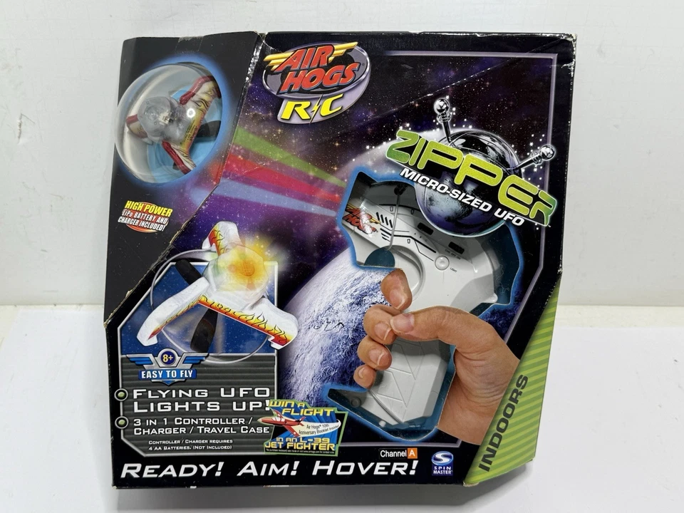 New Air Hogs RC Zipper Micro Sized Indoor Flying Light Up UFO NIB - Image 1 of 4