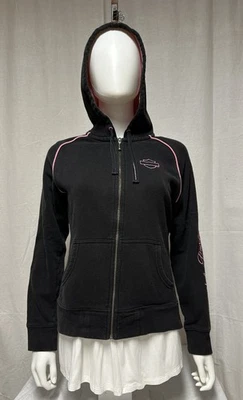 Sudadera con capucha para mujer Harley-Davidson polar cremallera completa negra/rosa talla M Foto 1 de 4