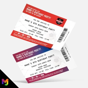 Personalised Custom Football Ticket Style Party Invitations Invites | Any Team! - Picture 1 of 15
