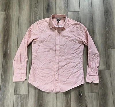 APT 9 Dress Shirt Men's Medium Orange/White Stretch Long Sleeve Slim Fit - Image 1 of 4