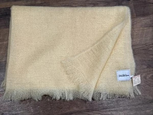Vintage Saks Fifth Avenue Mohair Wolle Fransen Überwurf Decke 50" x 106" Neu - Bild 1 von 6