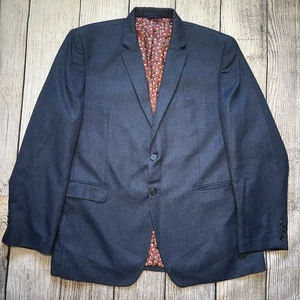Alan Flusser Herren Sport Mantel XXL Blau Poly Rayon Mischung Jacke Blazer Bunt - Bild 1 von 7