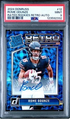 2024 Panini Donruss Football Rome Odunze Retro Rated Rookie Auto /99 PSA 9 - Imagem 1 de 3