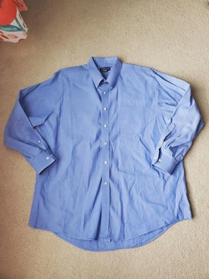 Camisa de vestir Lands' End regular 17,5 - 32/33 azul con botones para hombre XL Foto 1 de 4