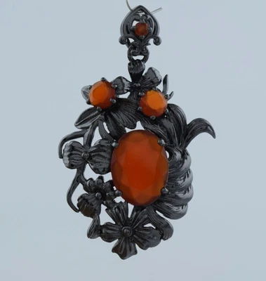 Ciondolo corniola argento sterling 925 pietra preziosa ossidata gioielli... - Immagine 1 di 4