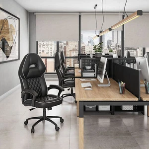 Techni Mobili High Back Executive Sport Race Office Chair,Black - Picture 1 of 11