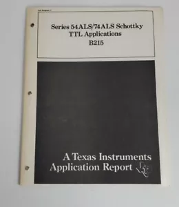 Texas Instruments Series 54ALS/74ALS Schottky TTL Applications Report 1980's - Picture 1 of 3