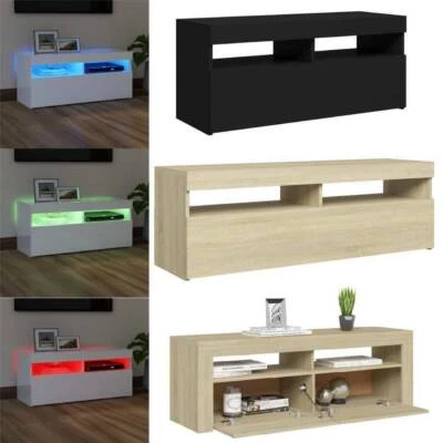 TV Board Lowboard Unterschrank TV Schrank mit LED Beleuchtung Schwarz Hochglanz - Bild 1 von 4