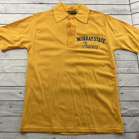 Vintage Murray State Trainer Spanjian Polo Shirt Men's Medium Yellow USA Cover