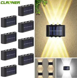 1-8x LED Solarleuchten Wandlampen Zaunleuchte Gartenleuchte Außen Treppen Lampe - Bild 1 von 22