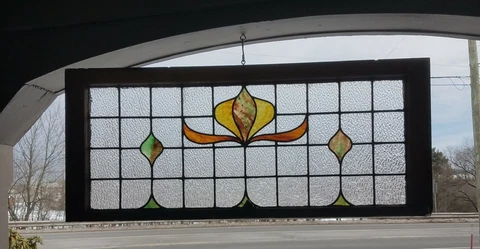 ANTIQUE STAINED LEADED GLASS WINDOW,  VICTORIAN MANSION KINGSTON PA 1890s Cover