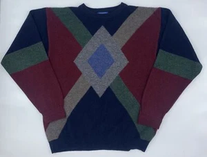Pendleton Maglia Pullover Maglione Lana di Agnello Uomo Grande Motivo Diamante - Foto 1 di 6