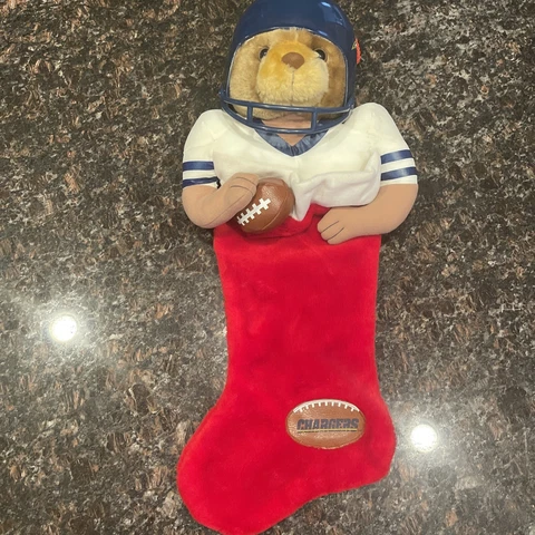 Plush Chargers Football Team NFL Teddy Bear Christmas Stocking Cover