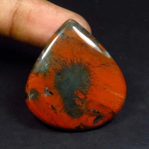 Natural Brecciated Jasper Cabochon 33x30 mm Loose Gemstone Red Pear Shape JR-79 - Picture 1 of 9