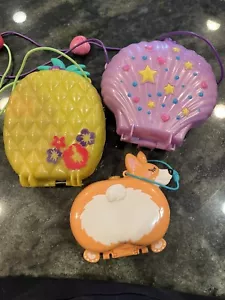Polly Pocket Purse Compact Lot- Pineapple, Corgi, Clamshell - 2 Figures - Picture 1 of 9